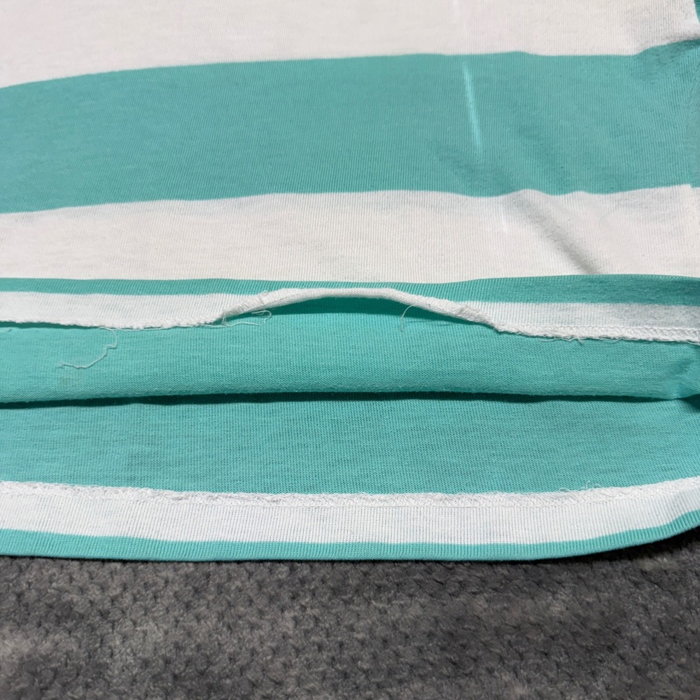 Vintage Hang Ten Striped Polo Shirt Teal White Made in USA Womens Small 6T978‎ - Picture 7 of 7